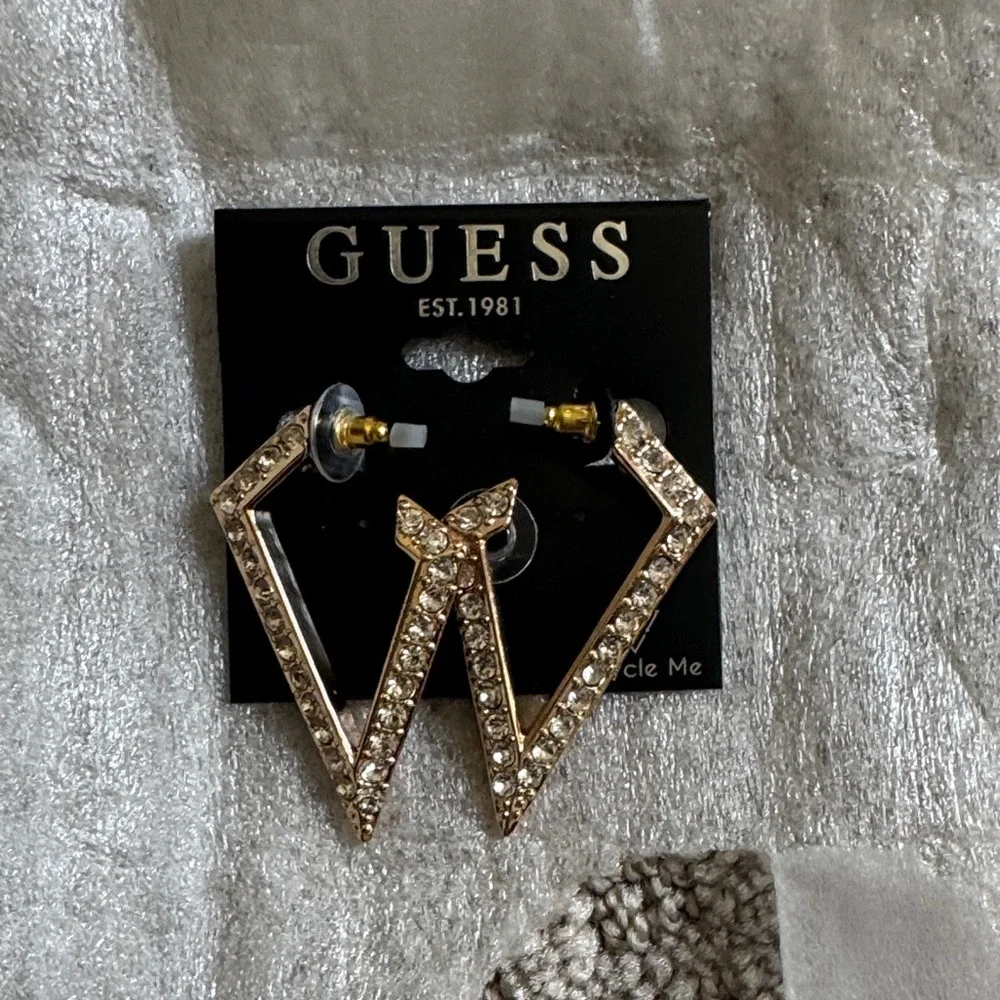 GUESS Gold-Tone Crystal V Earrings